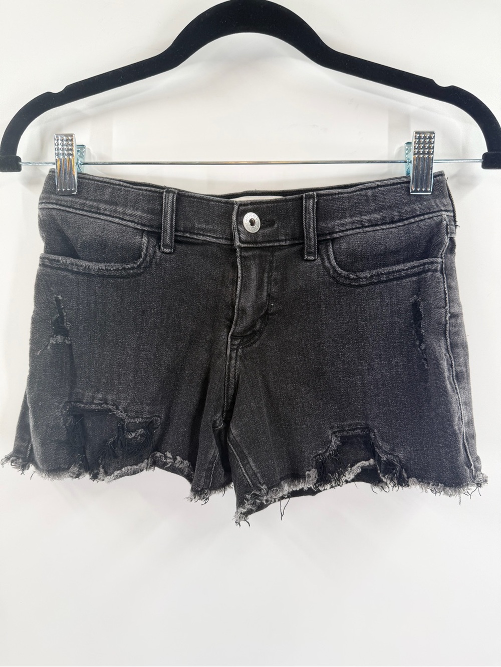 EUC Abercrombie Kids Black Wash Low Rise Midi Shorts - Picture 2 of 6